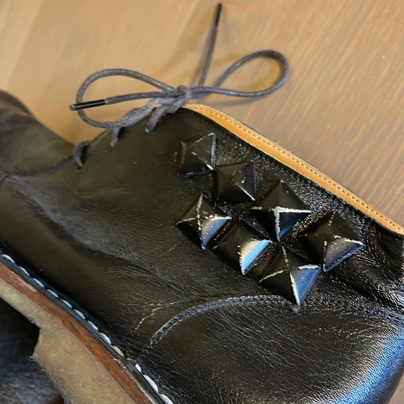 Marc Jacobs Black Leather Studded Lace Up Booties - Women’s Size 7 - Picture 9 of 12